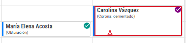 Dos citas de la agenda una al lado de la otra: la de la izquierda normal, y la de la derecha rodeada por un recuadro rojo con un matraz chico abajo a la izquierda.